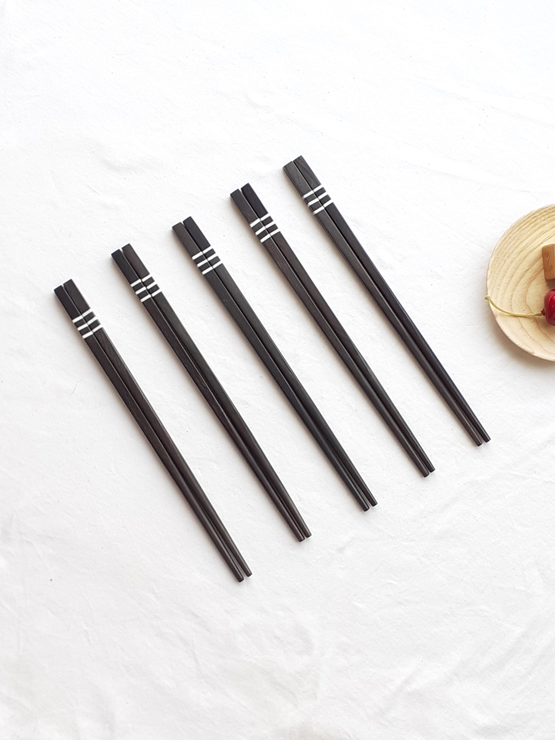 Đũa gỗ Mun khảm 3 vạch 21,5cm - Bộ 5 đôi