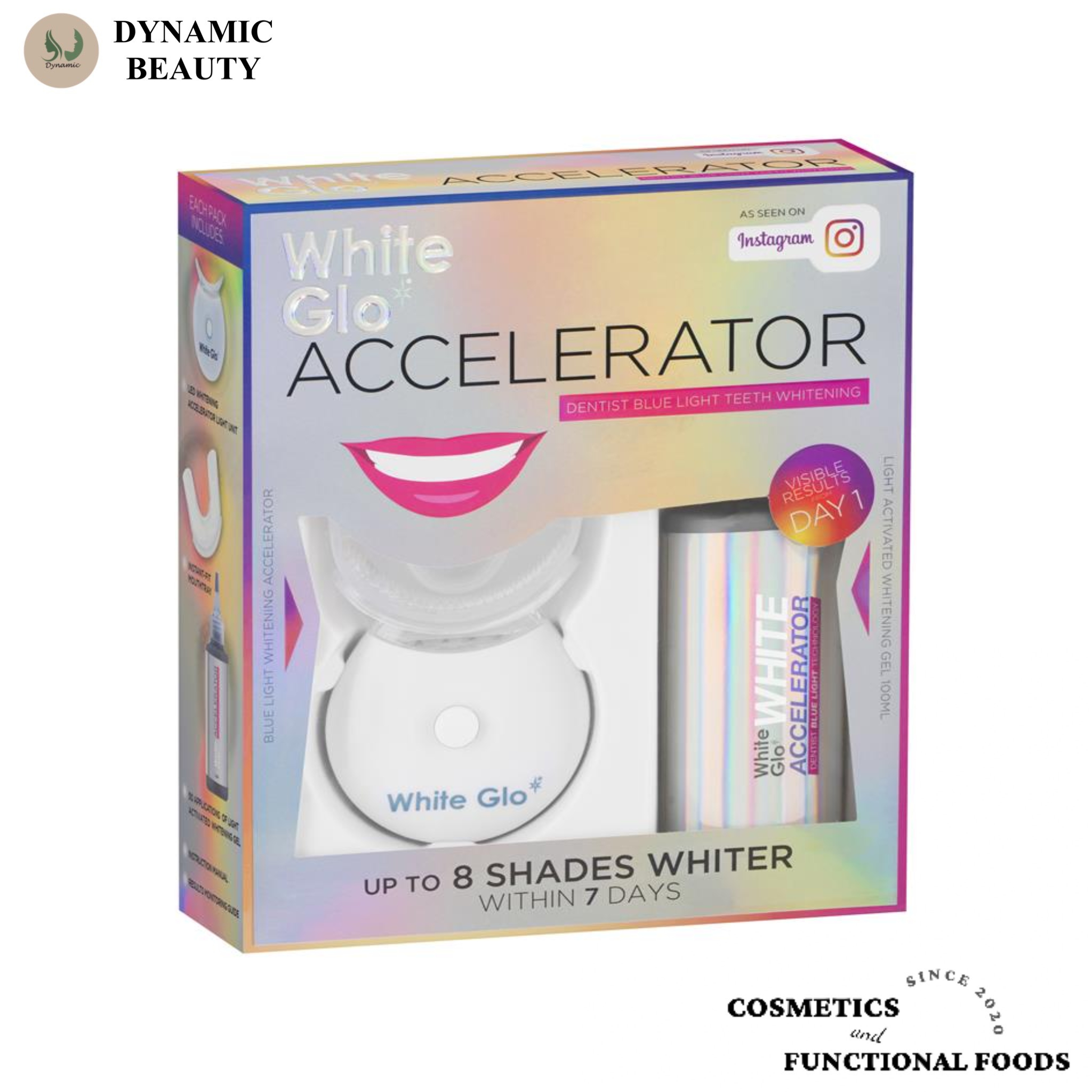 Hàng chuẩn Úc] Bộ làm trắng răng bằng ánh sáng xanh White glo white  accelerator blue light teeth whitening system của Úc 