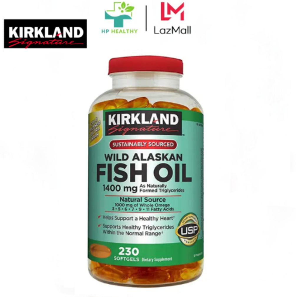 Viên uống Dầu Cá Alaska Kirkland Signature Wild Alaskan Fish Oil 1400 mg 230 viên của Mỹ Lazada.vn