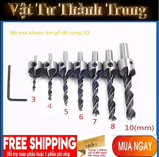 Bộ 7 mũi khoan gỗ doa lỗ vít