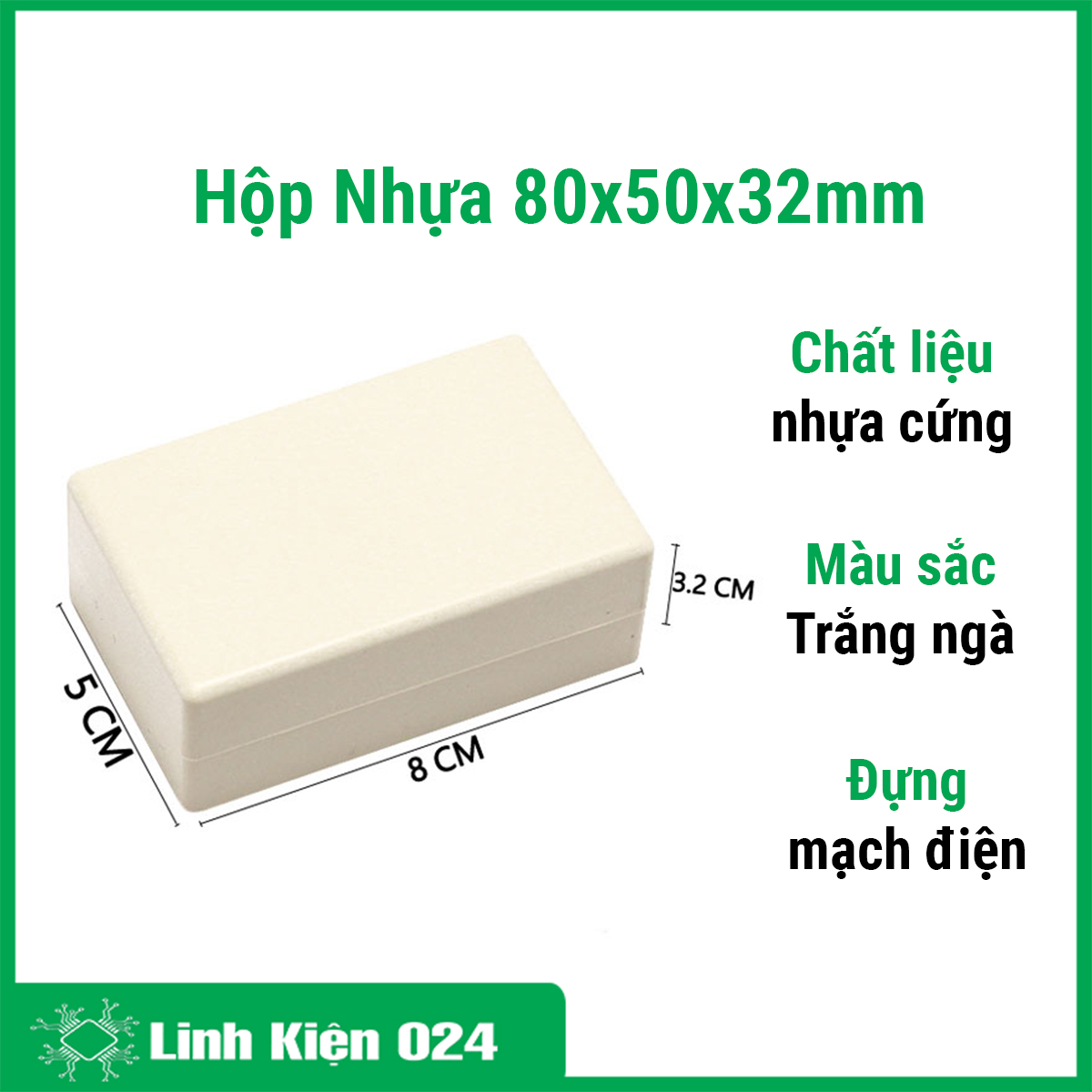 Hộp nhựa kỹ thuật 80x50x32mm chịu va đập tốt giúp bảo vệ bảng mạch điện tử