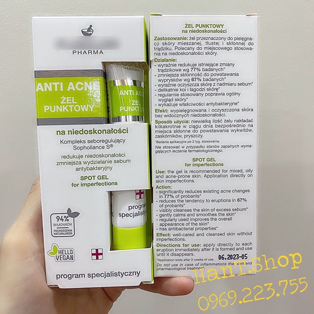Gel chấm anti acne da dầu mụn