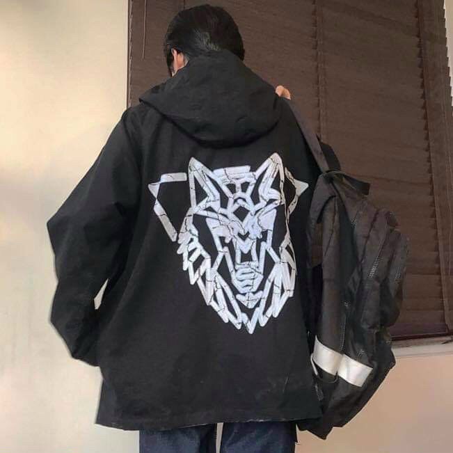 Áo khoác dù hình sói, áo dù nam form rộng cực chất TP2020Áo khoác dù hình sói, áo dù nam form rộng cực chất TP2020