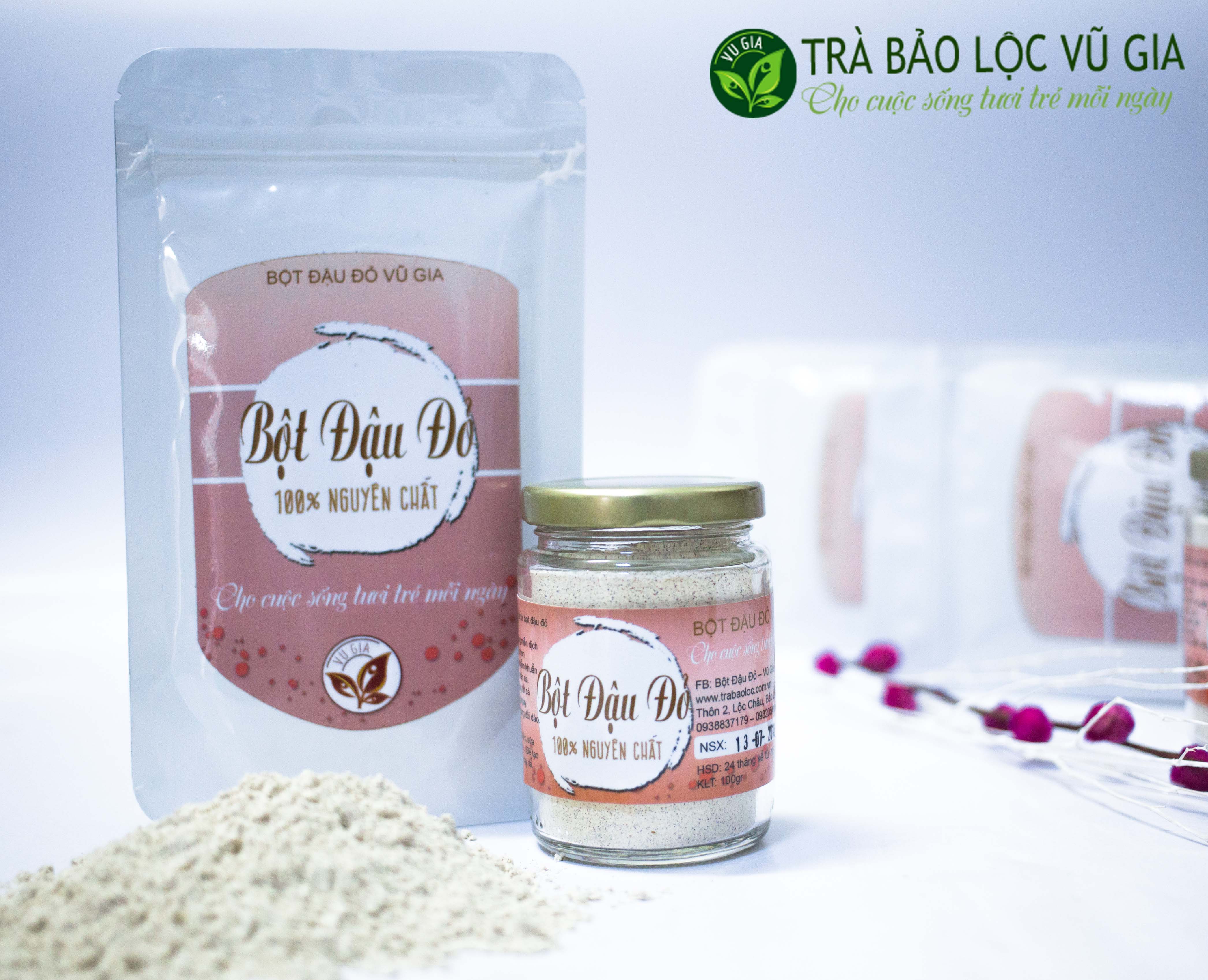 Bột Đậu Đỏ Nguyên Chất 100g( dạng túi) + Tặng Bộ Pha Chế Cute [ Đã được kiểm nghiệm y tế ]
