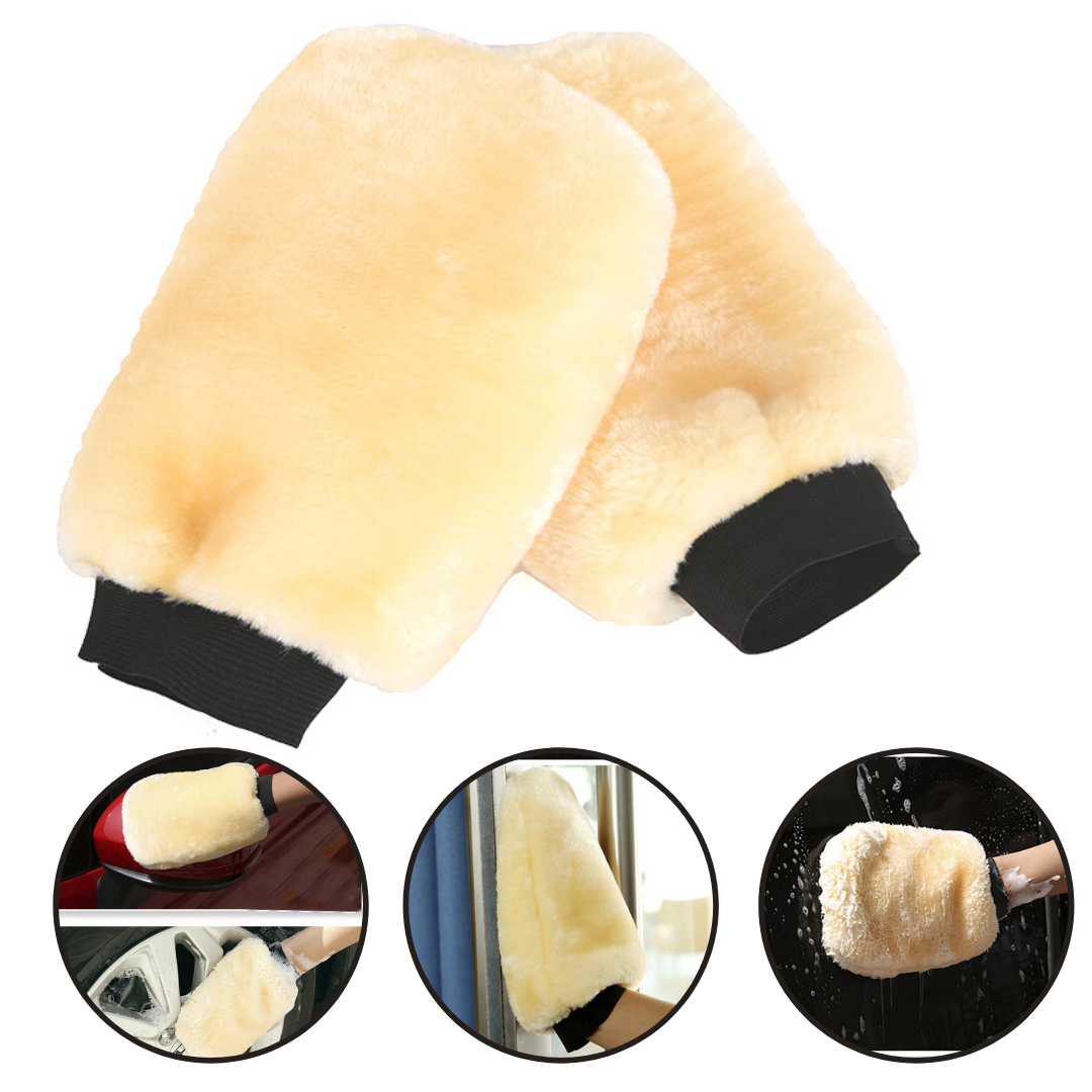 Bao tay lông cừu 2 mặt dùng rửa xe, vệ sinh nhà cửa đa năng.