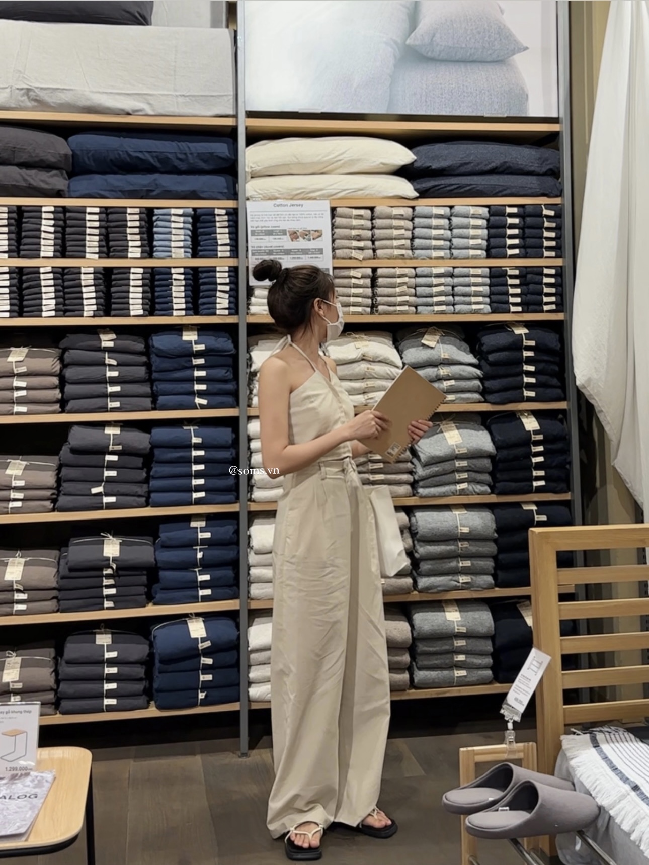 Quần linen ống rộng hack dáng