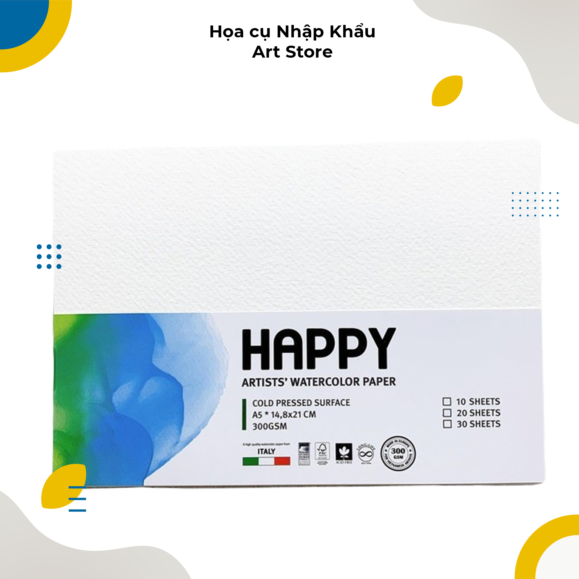 Giấy vẽ màu nước happy 300gsm