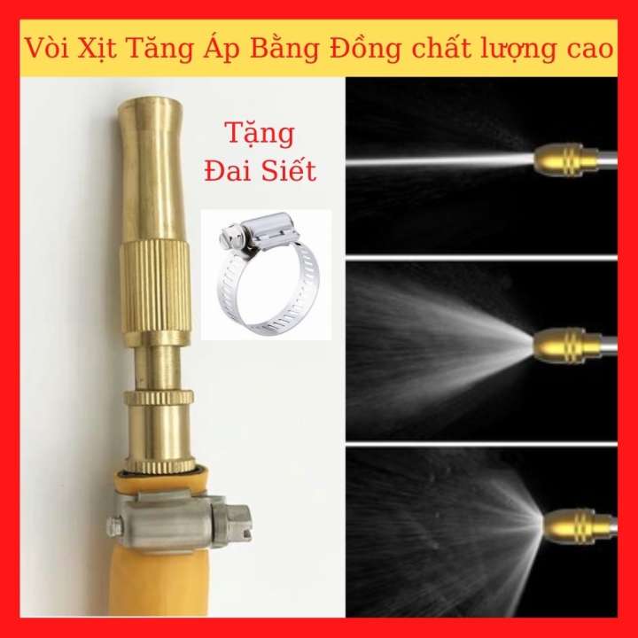 Farm Zone 125 Vòi Xịt Tăng Áp Suất Nước – Vòi Xịt Rửa Xe Tưới Cây Bằng Đồng Không Gỉ Sét Kèm Đai Siết