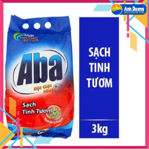 Bột giặt nhiệt Aba 3kg - Giặt quần áo sạch tinh tươm