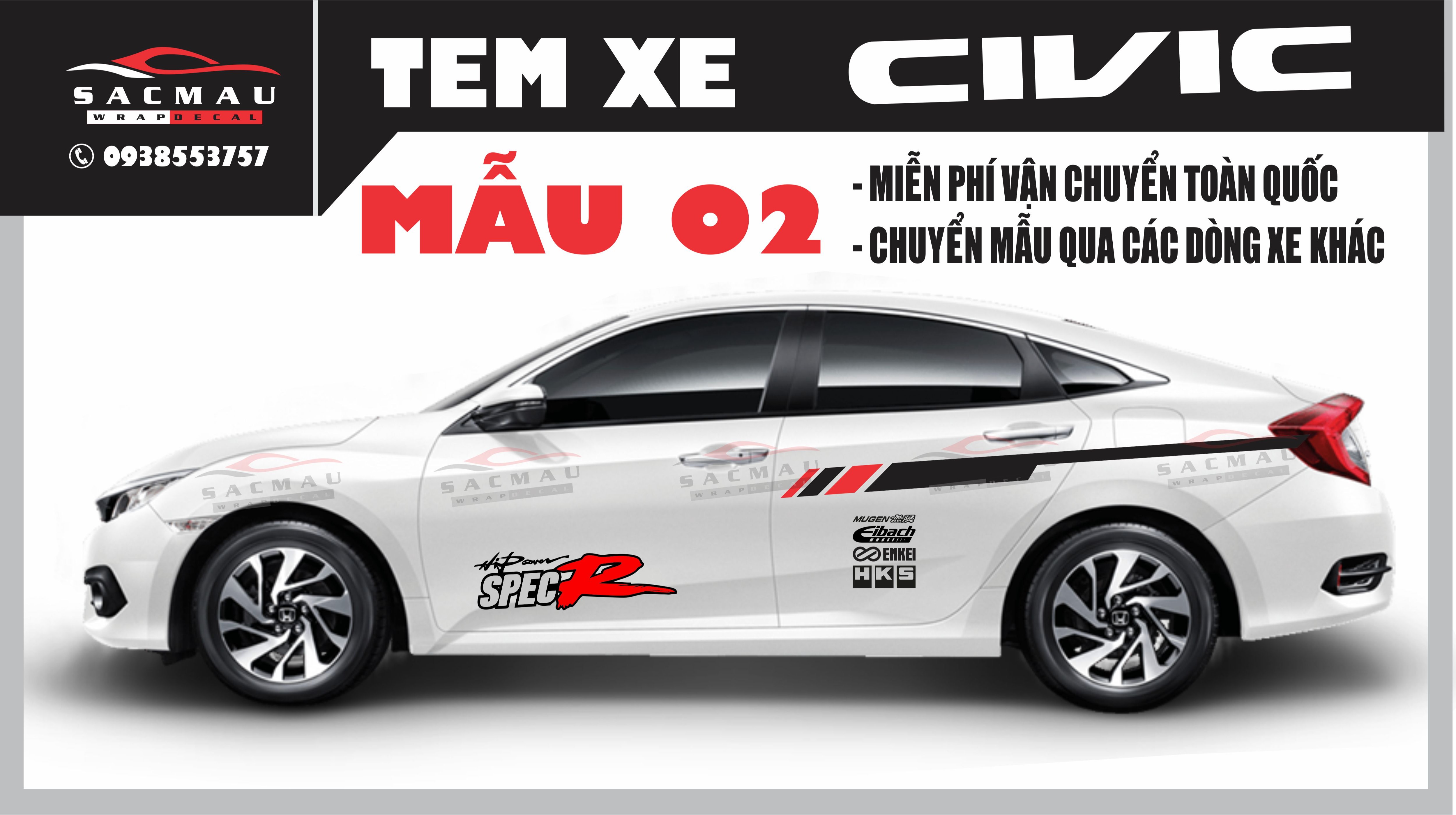 Tem dán xe honda civic (6 mẫu cực đẹp )