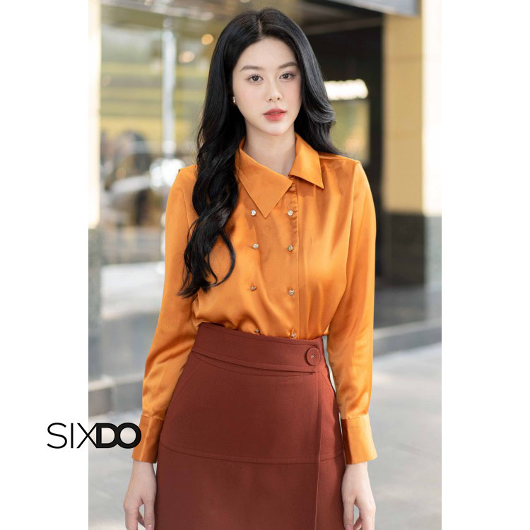 Áo sơ mi lụa nữ dài tay sixdo
