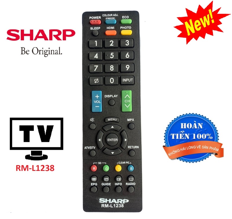 Bảng giá Điều khiển tivi Sharp RM-L1238 đa năng các dòng TV Sharp LCD, Plasma, LED - Hàng tốt