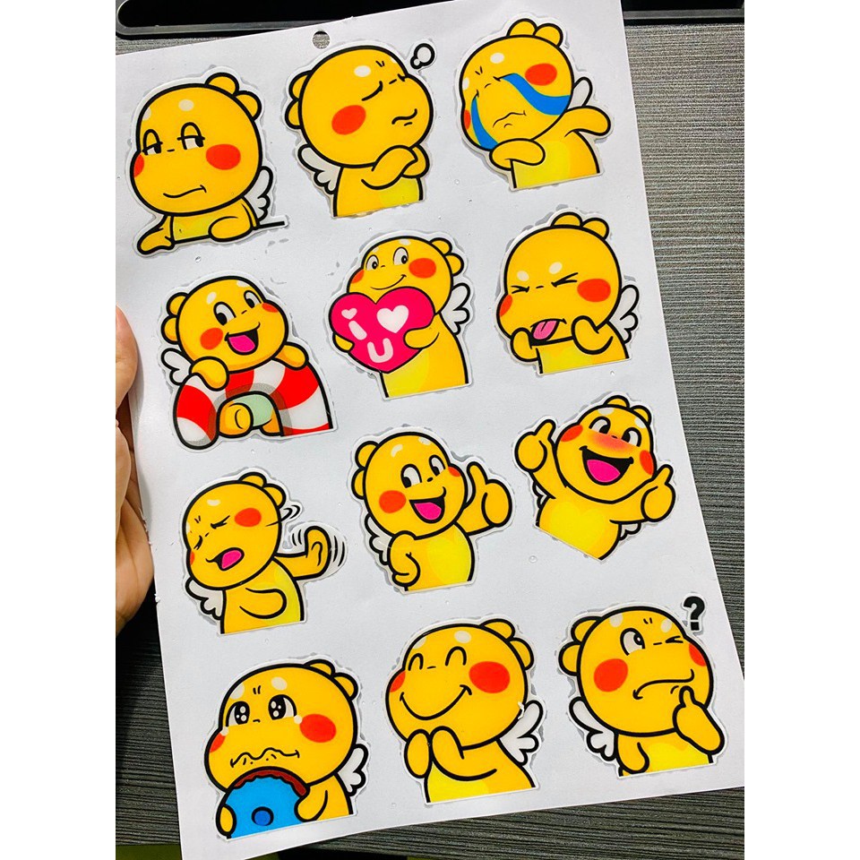 Combo 12 Sticker Khủng Long Vàng Siêu Cute