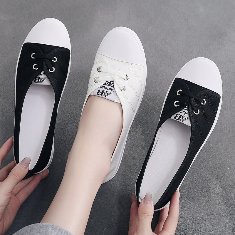 Giày lười vải cotton đế cao su 2p