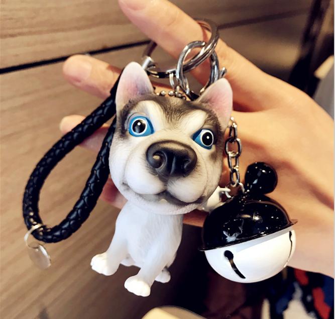 Móc khóa chó xám mặt ngố dễ thương