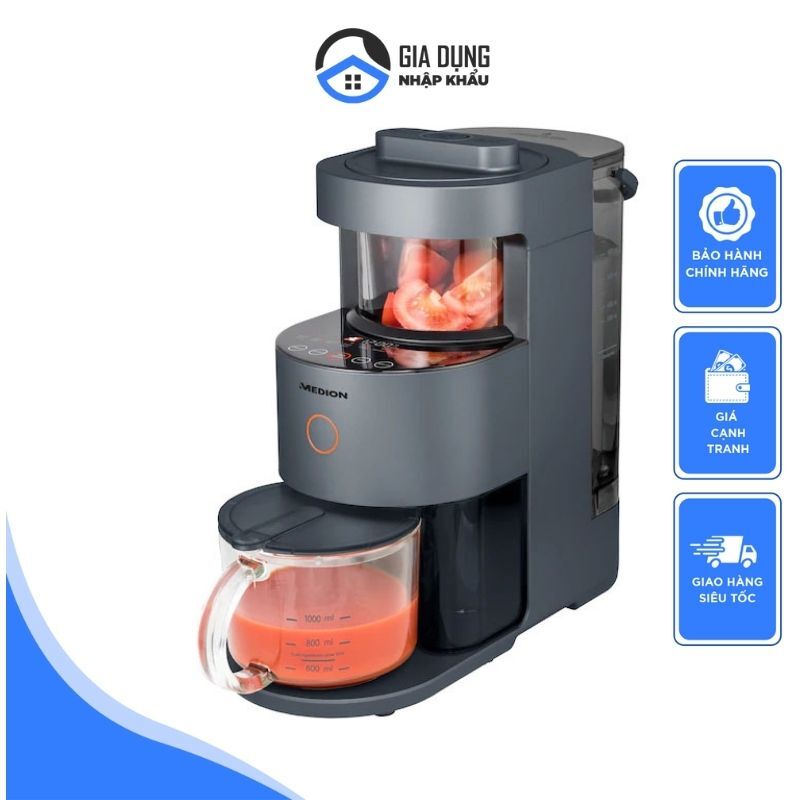 Máy làm sữa hạt medion md11200 / md19725, máy nấu sữa hạt đa năng, dung tích 1l, công suất 1200w, có hẹn giờ, nhập khẩu đức, bảo hành 12 tháng