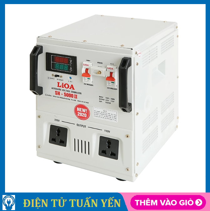 Ổn áp 1 pha Lioa SH-5000II 5KVA mặt đồng hồ điện tử, lõi dây đồng nguyên chất (NEW 2023) - Hàng chính hãng