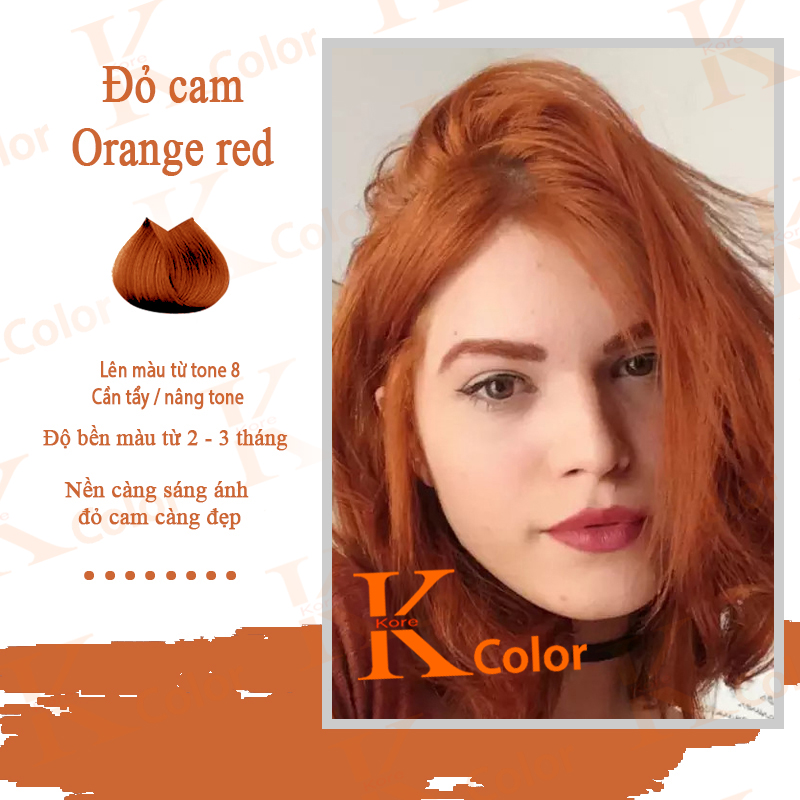Thuốc nhuộm tóc ĐỎ CAM - ORANGE RED Kcolor