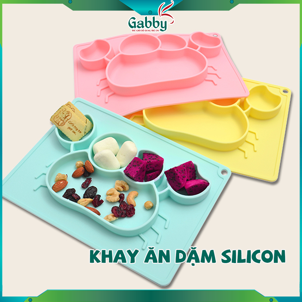 KHAY ĂN DẶM SILICON (Hình cua, cá voi, gấu, ếch, que kem...) - GABBY STORE
