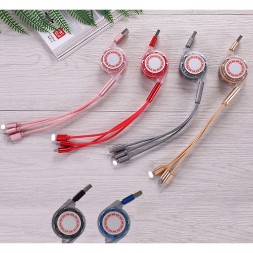 Cáp sạc 3 đầu dây rút tiện lợi