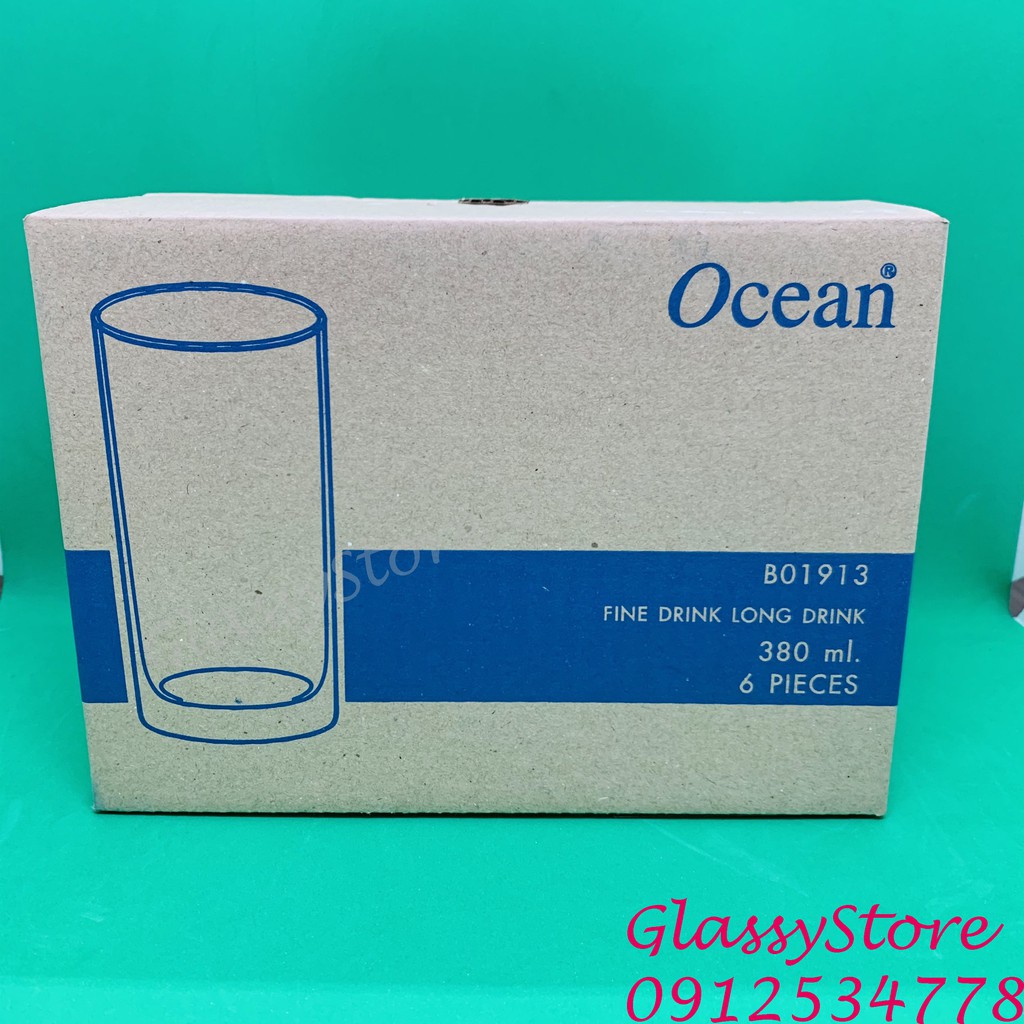 [HỘP 6 LY] Ly (cốc) thủy tinh Ocean Fine Drink – B01913 – 380ml (Hàng nhập khẩu Thái Lan chính hãng)