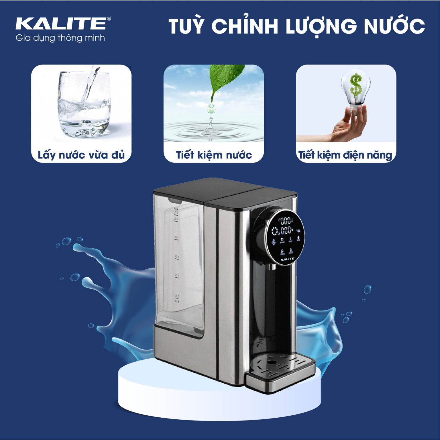 Bình Thủy Điện Kalite KL-888 (Lọc + chọn mực nước + tùy chỉnh nhiệt độ)