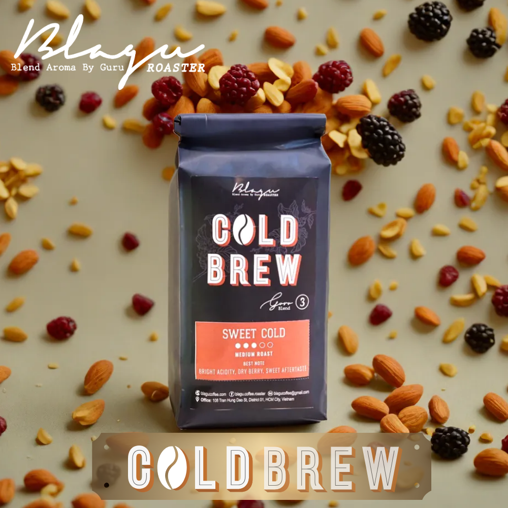 Cà Phê Blagu Hạt Đã Rang Guru 3 Blend Cold Brew - Sweet Cold - Chuyên Dùng Cold Brew - 100% Arabica - Medium - 250gram