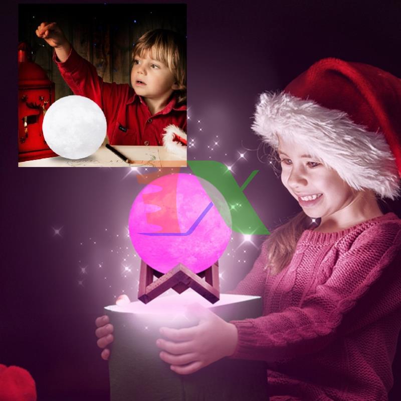 Nightlight Moon moon light 3D, 16 color remote control, decoration lamp moon light 3D, nightlight for baby, lamp gift interesting, lamp Moon
