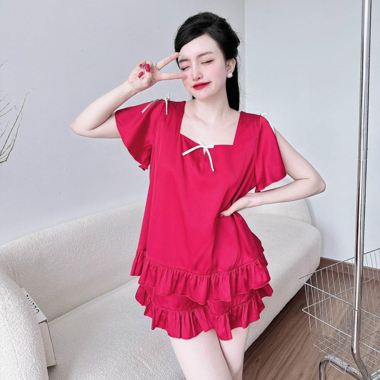 Đồ ngủ lụa Bigsize 50-100kg Lụa Latin mềm mát đồ mặc nhà nữ 50-100kg