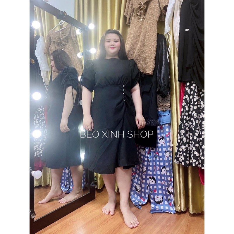 (ĐẦM BIGSIZE SIZE 50KG ĐẾN 90KG) đầm rút eo chất nhung cổ tròn đi tiệc
