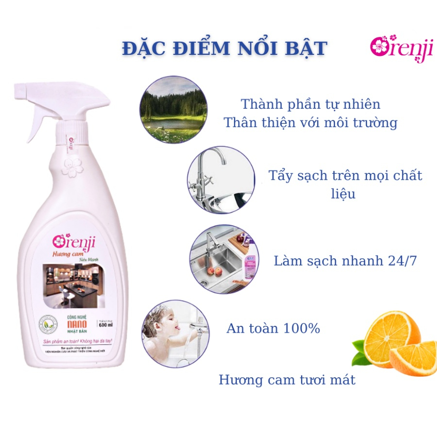 LAU CHÙI BẾP ORENJI SIÊU SẠCH 600 ml