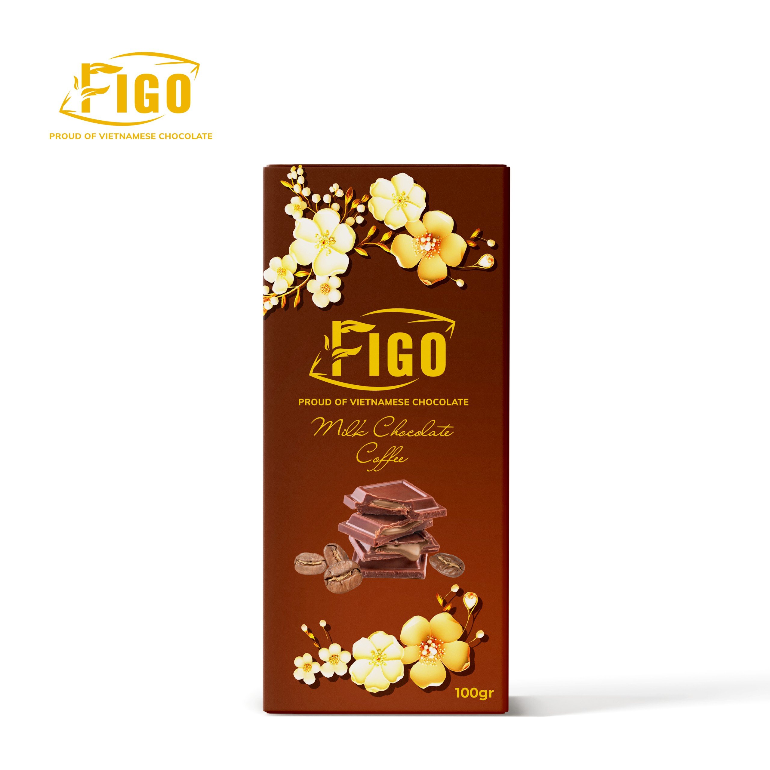 Kẹo socola sữa nhân cà phê 100g figo gói quà