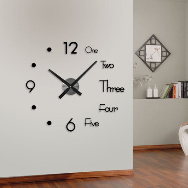 Đồng hồ treo tường, dán tường thiết kế 3D sang trọng kiểu Châu Âu DIY - Đồng hồ trang trí nghệ thuật - Thiết kế đơn giản độc đáo