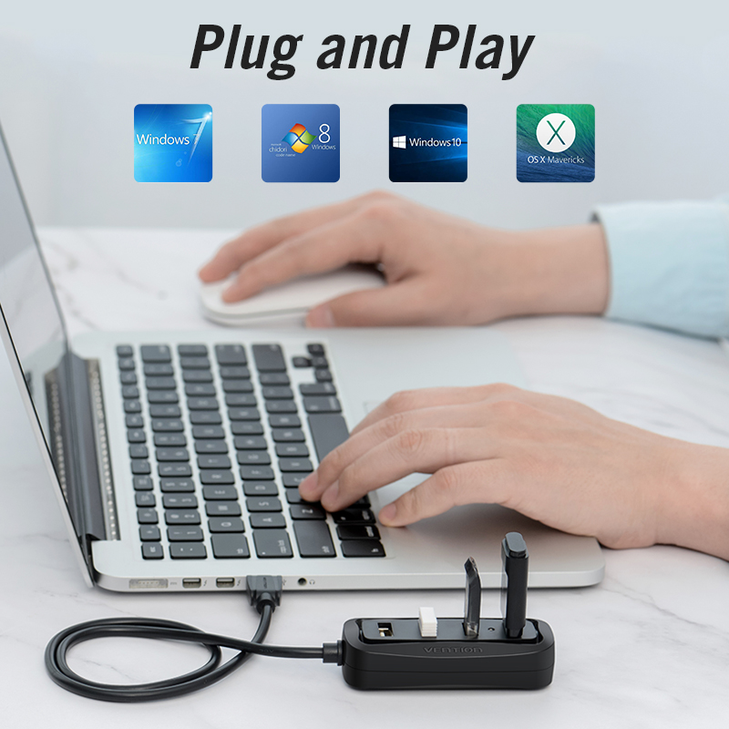 Vention HUB chia USB 4 cổng Adapter USB Splitter with LED Indicator USB Hub for PC Computer Tablet Hub Multi USB Hab 2.0