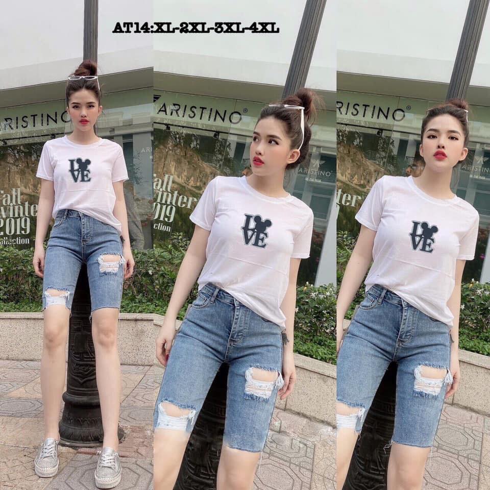 [HCM]ÁO THUN COTTON NỮ THIÊU LOVE SIÊU XINH