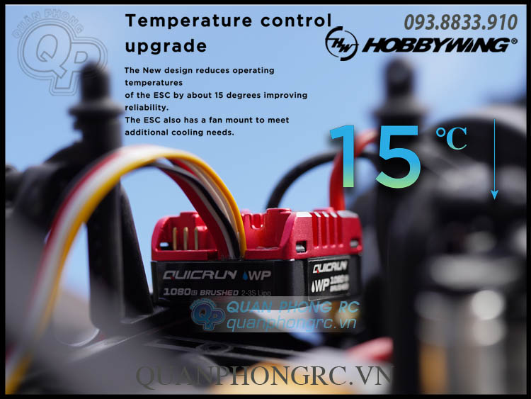 Hobbywing QuicRun WP 1080 G2 80A Brushed ESC For 1:10 Rock Crawler (30120202)