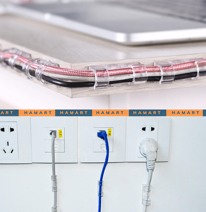 Vỉ 20 Nẹp Dây Điện LỚN Dán Tường Móc Treo Kẹp Cố Định Dây Cáp Thiết Bị Lớn TV Tủ Lạnh Ổ Cắm Điện
