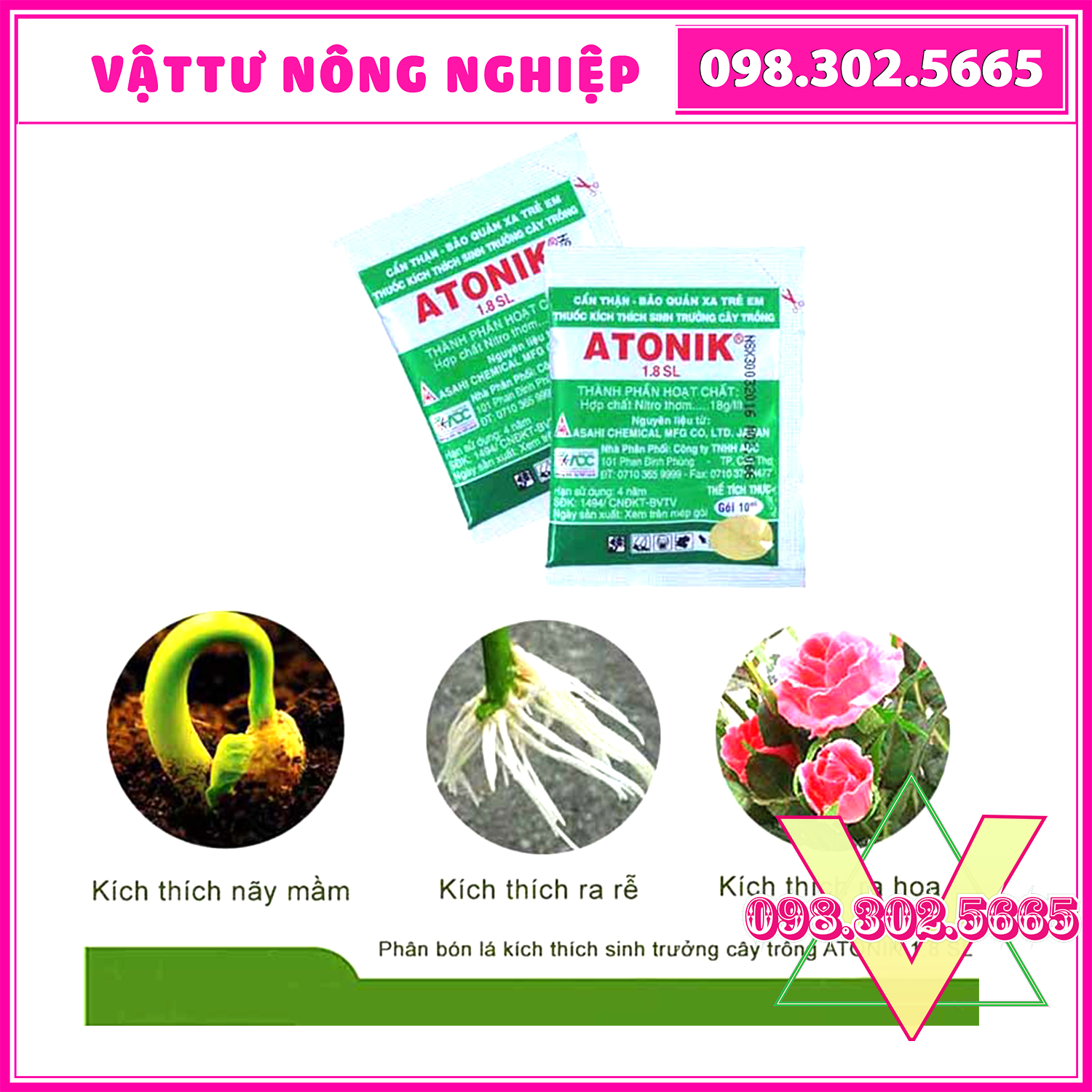 [Rẻ vô địch] Phân bón hoa hồng, cây cảnh, cây ăn quả Atonik gói 10ml