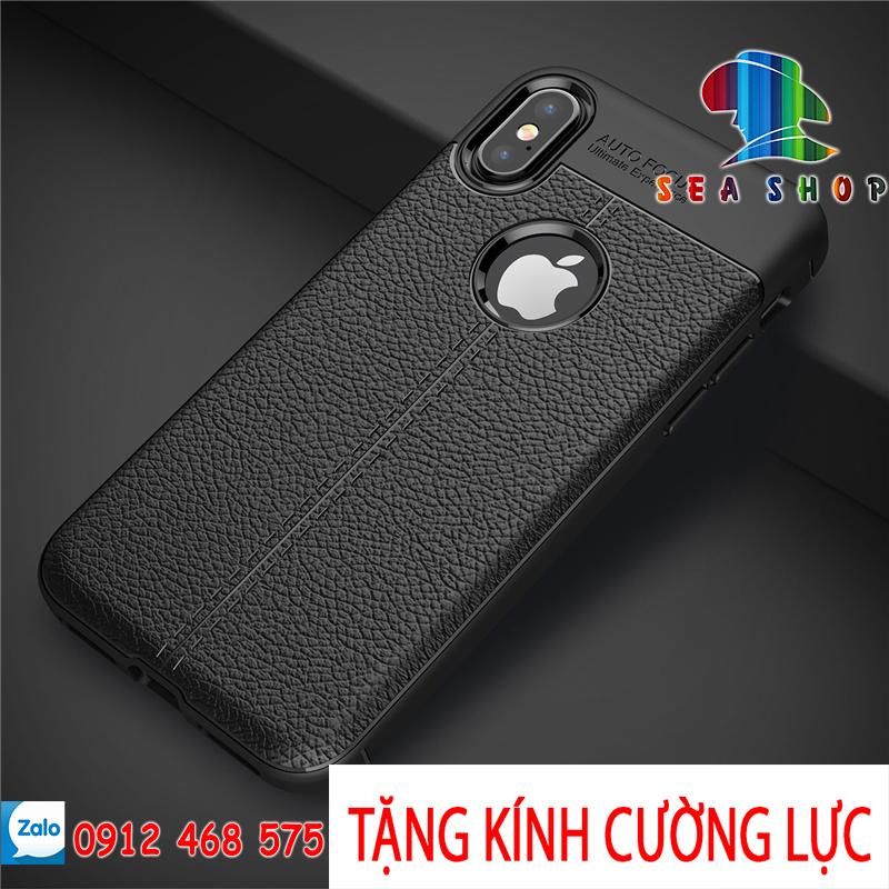 [TẶNG CƯỜNG LỰC] Ốp lưng iPhone X - Xs vân da Auto Focus CHÍNH HÃNG (đen)