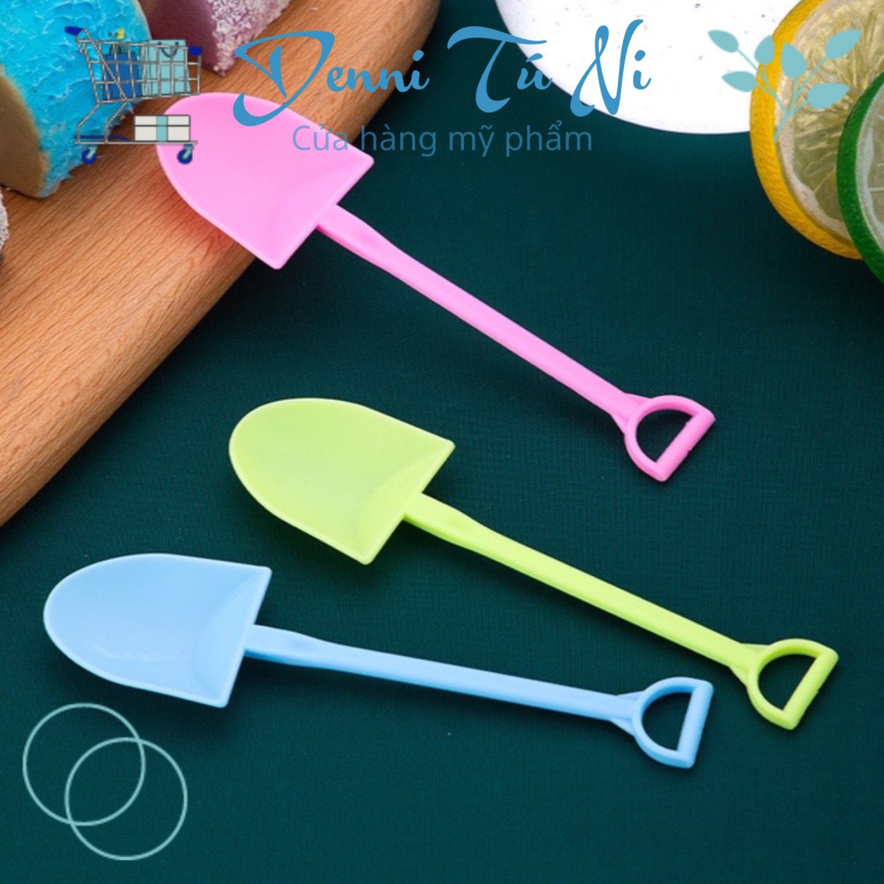 Combo 05 Muỗng Xẻng Nhựa Lấy Kem, Muỗng Nạo Kem Mặt Thái, Muỗng Nhựa Múc Kem - mỹ phẩm Denni