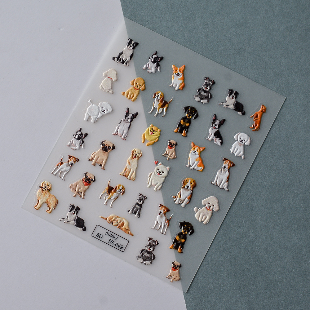 Sticker Lụa Nổi 5D | Bé Chó | Hình Dán Móng Tay TS-049