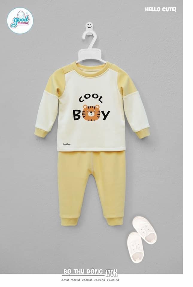 Bộ quần áo dài tay thu đông phối kẻ họa tiết trẻ em GBD 4-69 họa tiết trẻ em Good Mama