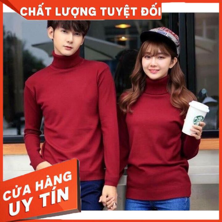 Áo Len Cặp Đôi Cổ Lọ Hàng Hiệu, Áo Len Cao Cổ (2 Áo)