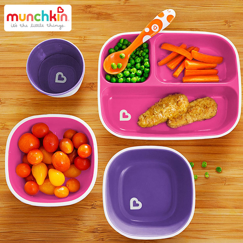 Bộ 2 bát chống trượt Munchkin (hồng - tím) MK11466