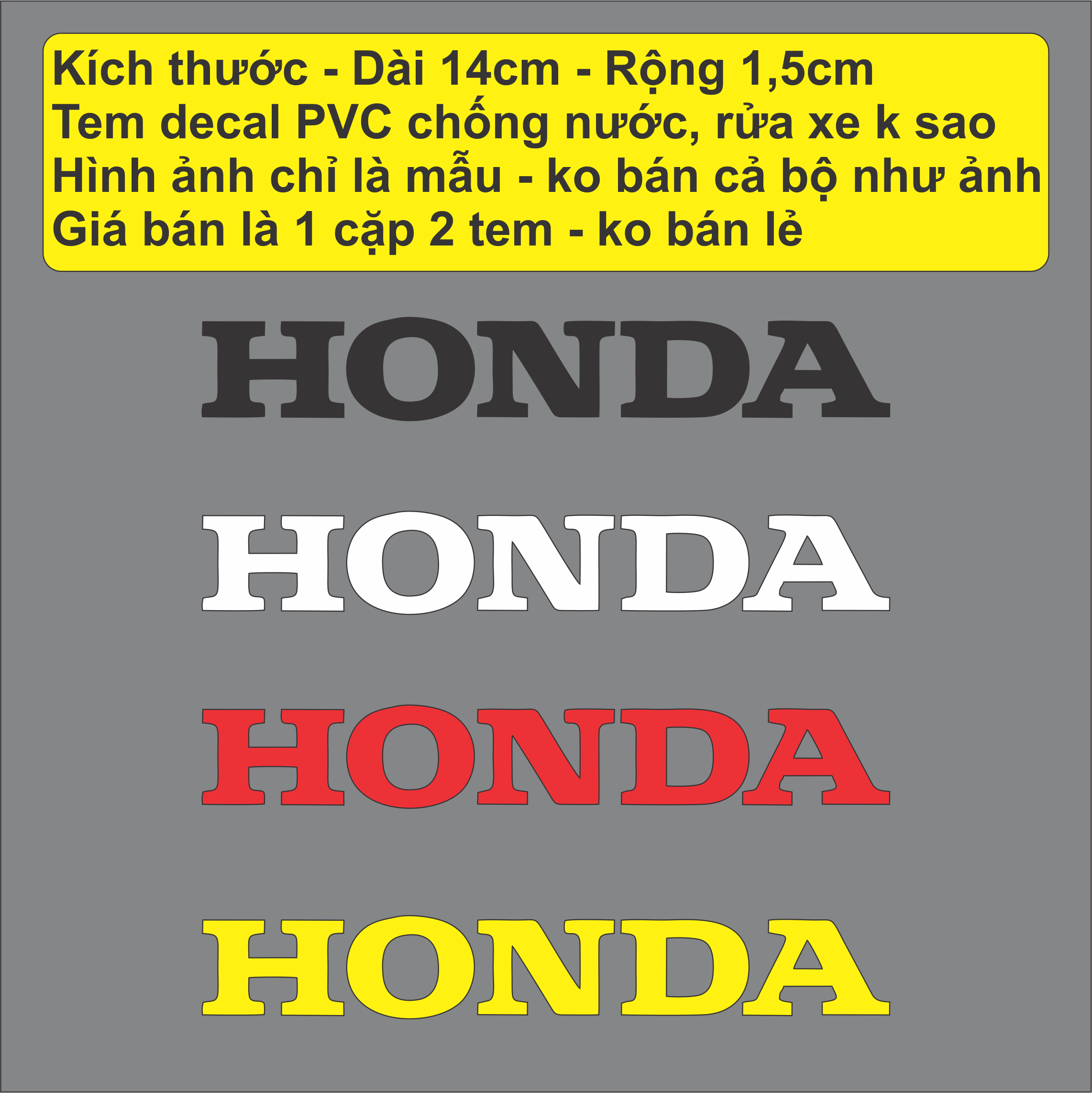 (Font gốc của hãng) 2 Tem Honda - Yamaha - Suzuki - Ducati - Racing Boy