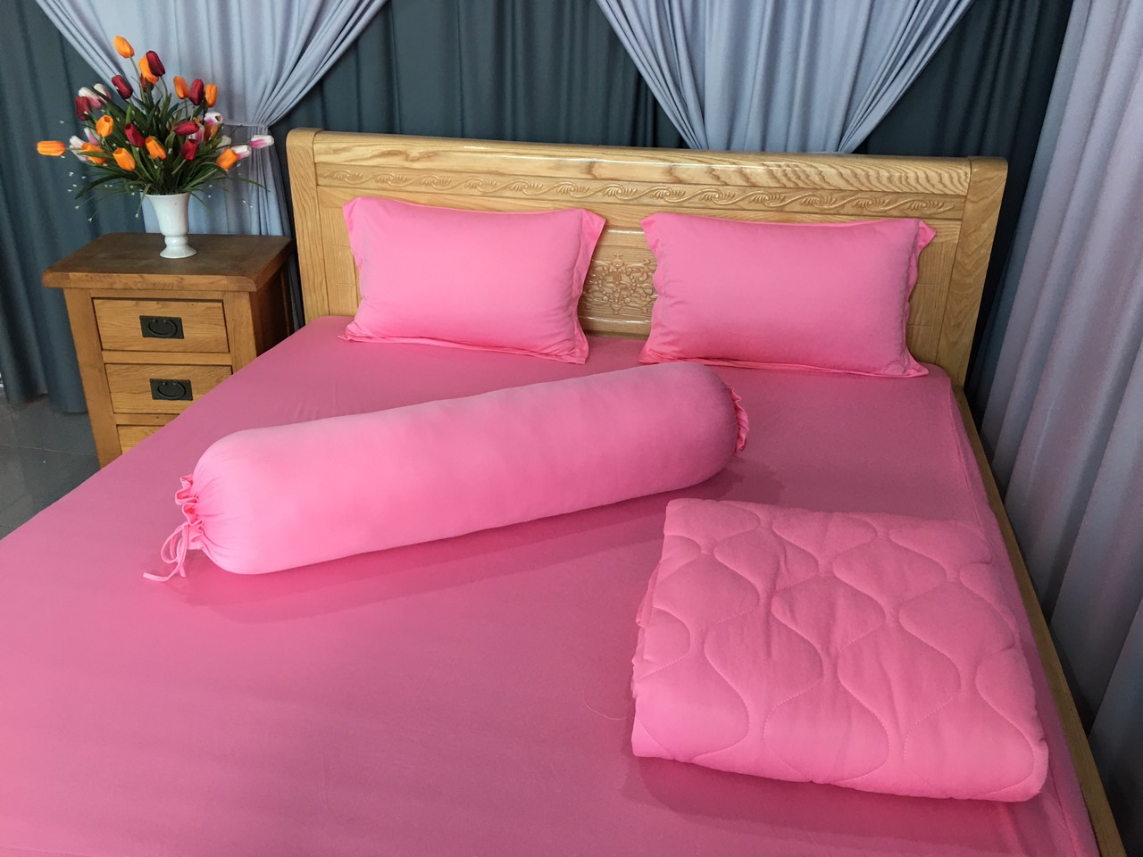 Drap Lẻ Thun Lạnh Hàn Quốc Lan Phạm Bedding - Màu Hồng