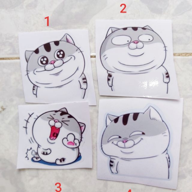 Combo 1 Tem Mèo Ú Zalo Cute Dễ Tbương Lạc Lối Dán Nón, Điện Thoại, Xe Giá Rẻ