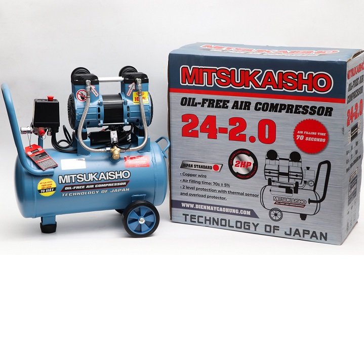 Máy Nén Khí Mitsukaisho 24 Lít Không Dầu 2HP