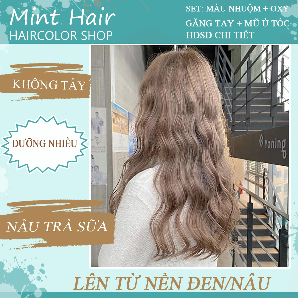 [HCM]Kem Nhuộm Tóc Tại Nhà Thảo Dược Nâu Trà Sữa- Tẩy Tóc- Tặng Oxy