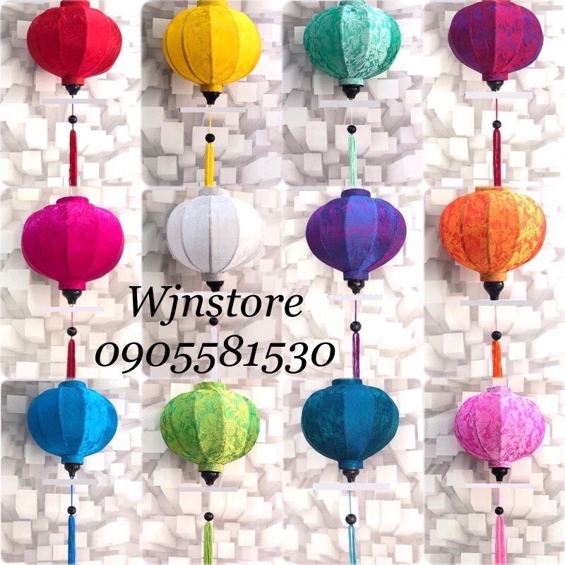 đèn lồng tròn hội an lụa tơ tằm size 45cm (zalo: 0905707603 - 0905581530)